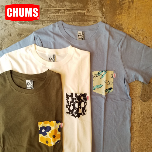チャムス × アロハをイメージしたチャムロハシリーズのポケットTEE！ボディのカラー毎に異なるポケットの柄がアクセントです！