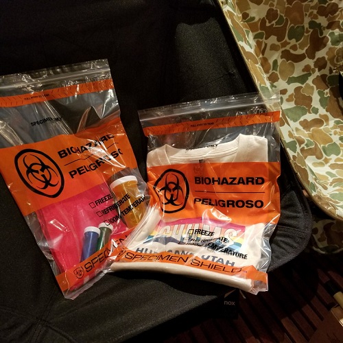 BIOHAZARD PACK バイオハザード パック アメリカの研究機関で使用されている保存袋は旅行の時の荷物の小分けにも最適です！！