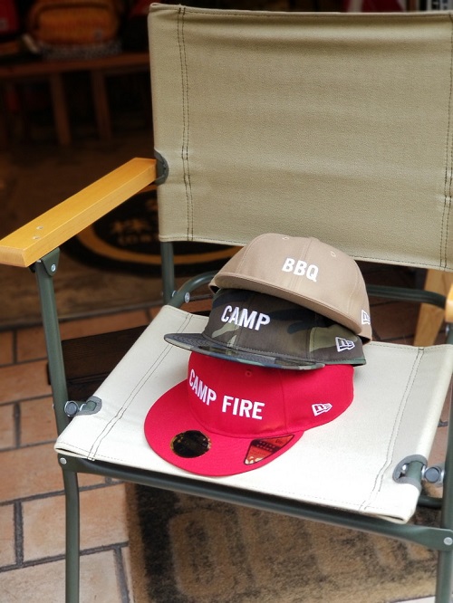 広島のアメリカン雑貨屋 NEWERA ニューエラのアウトドアラインから。CAMP、CAMP FIRE、BBQ ストレートなメッセージがGOODなCAPです！