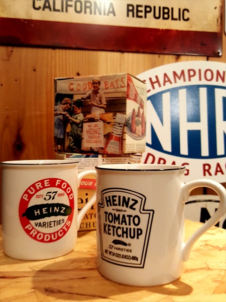 古き良きアメリカを感じるHeinz社 ハインツのマグカップ。レトロな可愛いパッケージで贈り物にも最適です！！